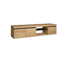 (160x40x41cm, Roble y negro) Skraut Home, Mueble de TV Naturale, roble y negro, Nórdico