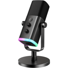 Microfono dinamico XLR/USB per podcast, gaming e streaming - Compatibile con PC e Mac - Illuminazione RGB, funzione mute, jack per cuffie, supporto -