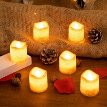 6 Stück goldene, flammenlose Votivkerzen, batteriebetriebene LED-Teelichter mit Goldglitzer für Partys, Tischdekoration, Hochzeiten und Weihnachten