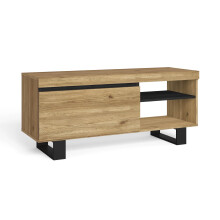 (120x40x53cm, Roble y negro) Skraut Home, mueble de TV Naturale, con patas, roble y negro, Nórdico