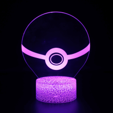 HANNTAOO3D Nachtlicht für Kinder, Pokémon-Illusionslampe mit Fernbedienung und Touch-Funktion, 16 Farben, Geschenk für Kinder - HTNL#458