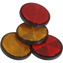 4 Stück runde Kunststoff-Fahrzeugreflektoren, rot und orange, Warn- und Sicherheitsreflektoren