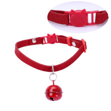 Verstellbares Haustierhalsband mit kleinem Glöckchen, personalisiertes Halsband für Katze, Kätzchen, Welpe (Rot)