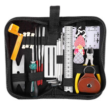 Kit di 26 pezzi per la riparazione di chitarre: righello, filo, pinze, lime, set per manutenzione e pulizia, forniture per liutai e costruttori di