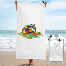 Lustiges Strandtuch mit schmelzendem Rubik's Cube-Motiv, Mikrofaser-Badetuch, weiche Stranddecke für Parade, Schwimmen, Yoga, Damen und Herren