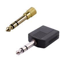 Adattatore per cuffie con spina dorata e connettore maschio mono da 6,35 mm a doppia presa femmina da 6,35 mm, adattatore splitter