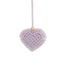 Valentijnsdagversiering, paarse handgeweven hartvormige autohanger met kwastje, wanddecoratie. Compatibel met YEHGEQ.