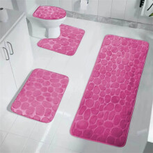 Uclet-säästävä wc-matto kylpyhuoneen matoille, 1 kpl, kylpyhuoneen kolme kohokuvioitua 50 * 80 cm + 50 * 40 cm (U-muotoinen) + 40 * 40 cm wc-kansi