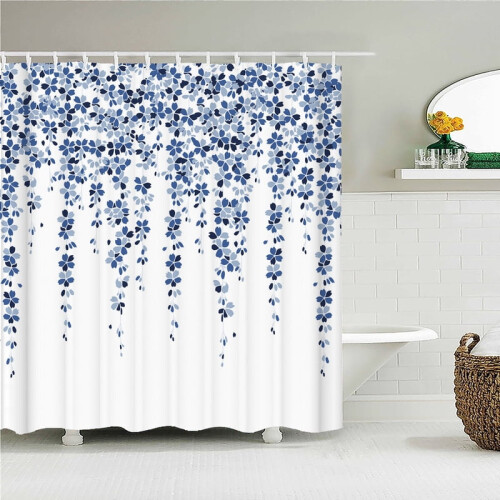 Floral Leaf Shower Curtain – Waterproof Polyester, 3D