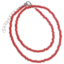 Red rice bead necklace single layer 1 pc
