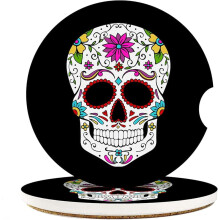 Ceramic Car Coasters 2 Pack – 2.56" Round with Cork Base