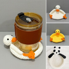 Duck Panda Crochet Coaster Heat-Resistant Non-Slip 4-Pack