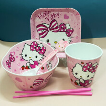 Cartoon KT Cat Melamine Children's Bowl Set