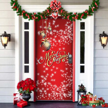 Housse décorative de porte de Noël 90 x 200 cm en polyester