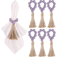 Ronds de serviette en perles de bois, lot de 6