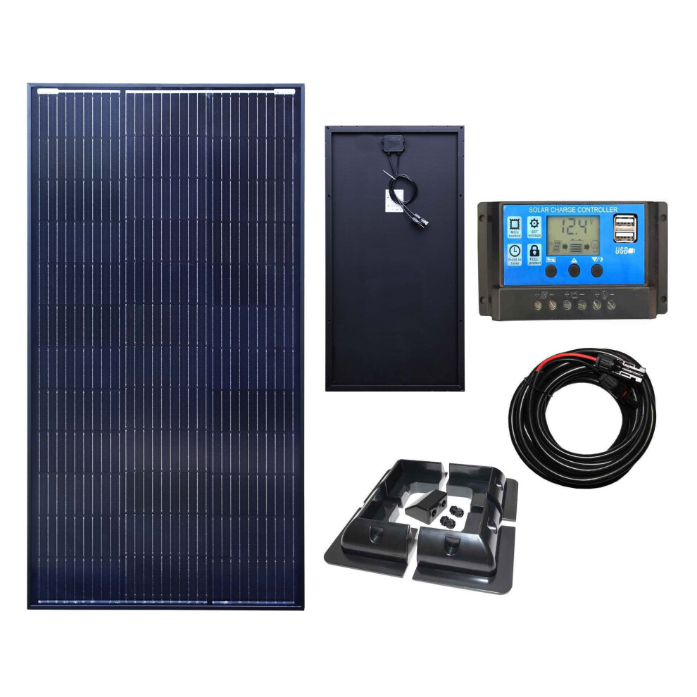Lowenergie 100W Solar Panel Mono-Crystalline Pv Photo-Voltaic Boat Caravan Home Black