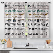 Cuirtíní Cistine Feirme Rooster Rustic Tacar Sraitheanna 36 Orlach