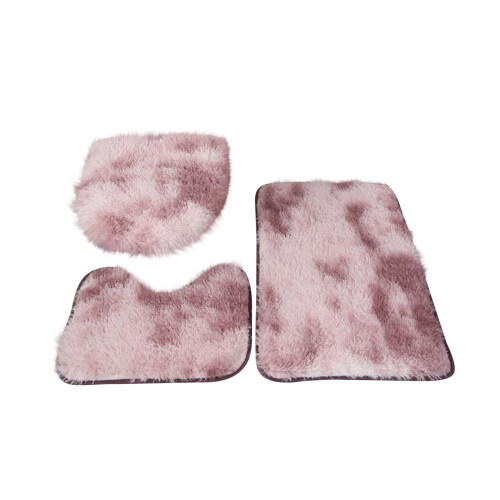 Ensemble de tapis de bain en polyester 3 pièces violet rose