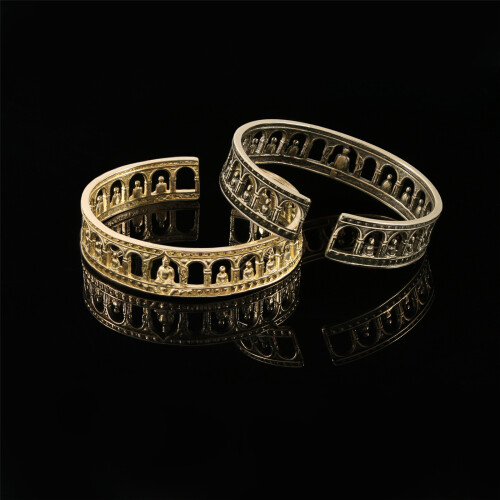 Vintage Style Open Cuff Brass Bangle Featuring-Gold-color