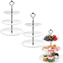 White Plastic Cupcake Stand 3-Tier 3 Pack