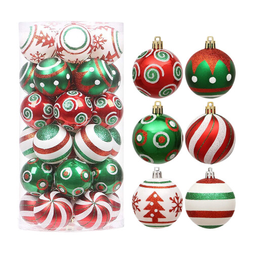 Godom Christmas Tree Ornaments Red Green 30PC