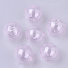 Handmade Blown Glass Beads Pink Round 16x16mm 5 pcs