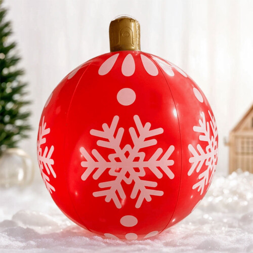 HBASD inflatable Christmas ball red snowflake 24 inch