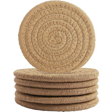 6 Pack Linen Cotton Coasters 11.5 cm Round