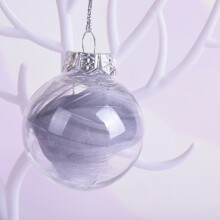 8cm Feather Christmas Ornament Ball, Grey