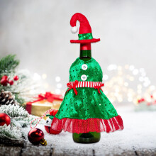 Weihnachtliches Weinflaschen-Überzugsset zur Dekoration im Innenbereich
