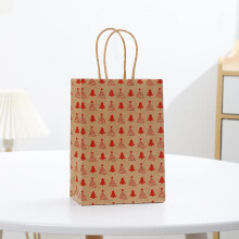 Weihnachtsgeschenktüten aus Kraftpapier mit Henkeln, 10,6 x 8,3 x 4,3 Zoll