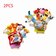 Cartoon-Tier-Plüschhandschuhe, Handpuppe, 2 Stück