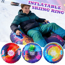 33.5"X33.5" Snow Tubes, Inflatable Snow Sled With Leak-Proof Valve And Handles For Kids And Adults, Suitable For Winter Outdoor, Gift And Family