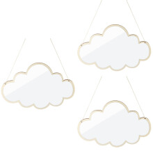 Wolkenförmiger Wandspiegel in Beige, Acryl und Holz
