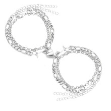 [Simples, porém sofisticado] Pulseira magnética de liga metálica com o símbolo do amor, joia para casal, corrente para casais, um par
