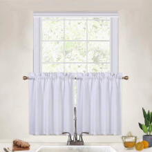 Kitchen Tier Curtains Waffle Texture Light Filtering White