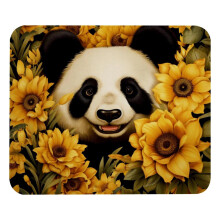 Søt Panda Solsikker Musematte, Tilpasset Premium-Teksturert Musematte, Sklisikker Gummibase Liten Musematte, 8,3x9,8 tommer