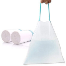 Kleine, witte, stevige vuilniszakken met trekkoord van 4 gallon (ca. 15 liter), vuilniszakken voor badkamer, slaapkamer, huis, kantoor en