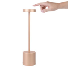 Lampada da tavolo moderna a LED ricaricabile, ideale per ristorante, comodino, con porta USB, colore oro rosa.