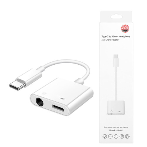 USB-C naar USB-C + 3,5 mm hoofdtelefoonadapter, snelladen, 3A