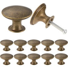 12er-Packung Vintage-Chic-Schrankknöpfe aus antikem Messing für Küchenmöbeltüren, rund, 30 mm