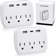 Listwa zasilająca Cruise Essentials 2-częściowa, antyprzepięciowa, z portami USB, adapter podróżny, zatwierdzony na rejsy