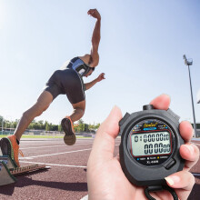 Viflosae Mehrkanal-Speicherstoppuhr, 2-zeiliger Timer mit Alarm und Kalender, kompatibel mit Sportveranstaltungsanalysen, elektronisches Gerät