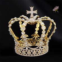 Barockes Kreuz-Tiara für Damen, königlicher Brautschmuck, Hochzeits-Haarschmuck, Kronen-Accessoire, Abschlussball, Festzug, Geburtstag (Farbe: