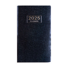 Agenda Wadada 2025 (copertina rigida, 20,5 x 14,5 cm) - Calendario giornaliero, settimanale e mensile con spazi orari, linguette, 64 fogli - Nero