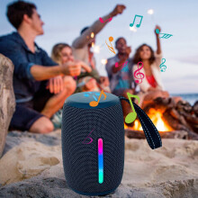 Caixa de Som Bluetooth Sem Fio Lulshou, Portátil e Resistente à Água para Uso Externo, com Luz LED, Som Estéreo HiFi e Graves Profundos, Longa