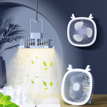 ZKCCNUK Tischventilator, Wandventilator, 3-stufiger leiser Ventilator mit Nachtlicht und USB-Ladefunktion, multifunktionales 4-in-1-Kleingerät