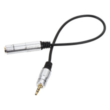 Audio-adapterkabel voor hoofdtelefoon, smartphone, luidsprekers, snoer, mannelijk-vrouwelijk converter, zuurstofvrij koper, verguld.