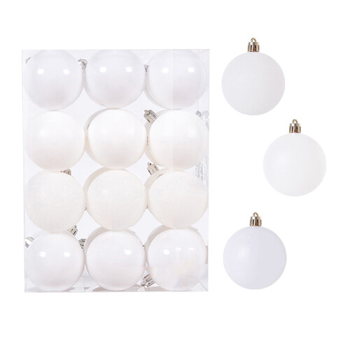 White Christmas Balls 30mm 24pcs Tree Ornaments