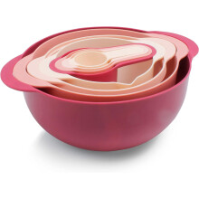 COOK WITH COLOR Stapelbare kommenset - 8-delig: Mengkommen, vergiet, zeef, maatbekers, roos. Compatibel met COOK WITH COLOR accessoires.